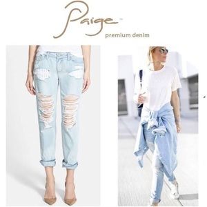 PAIGE Distressed Lightwash 28 cuffed Jeans